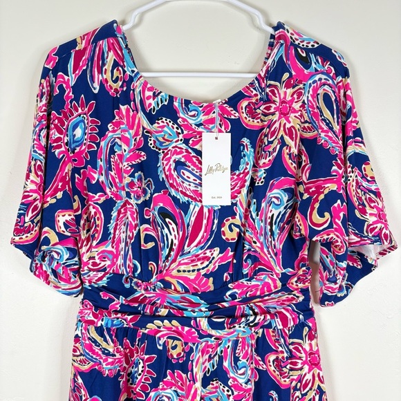 Lilly Pulitzer Perigi Boat Neck Romper Paisley Print Dress Small - Picture 2 of 14